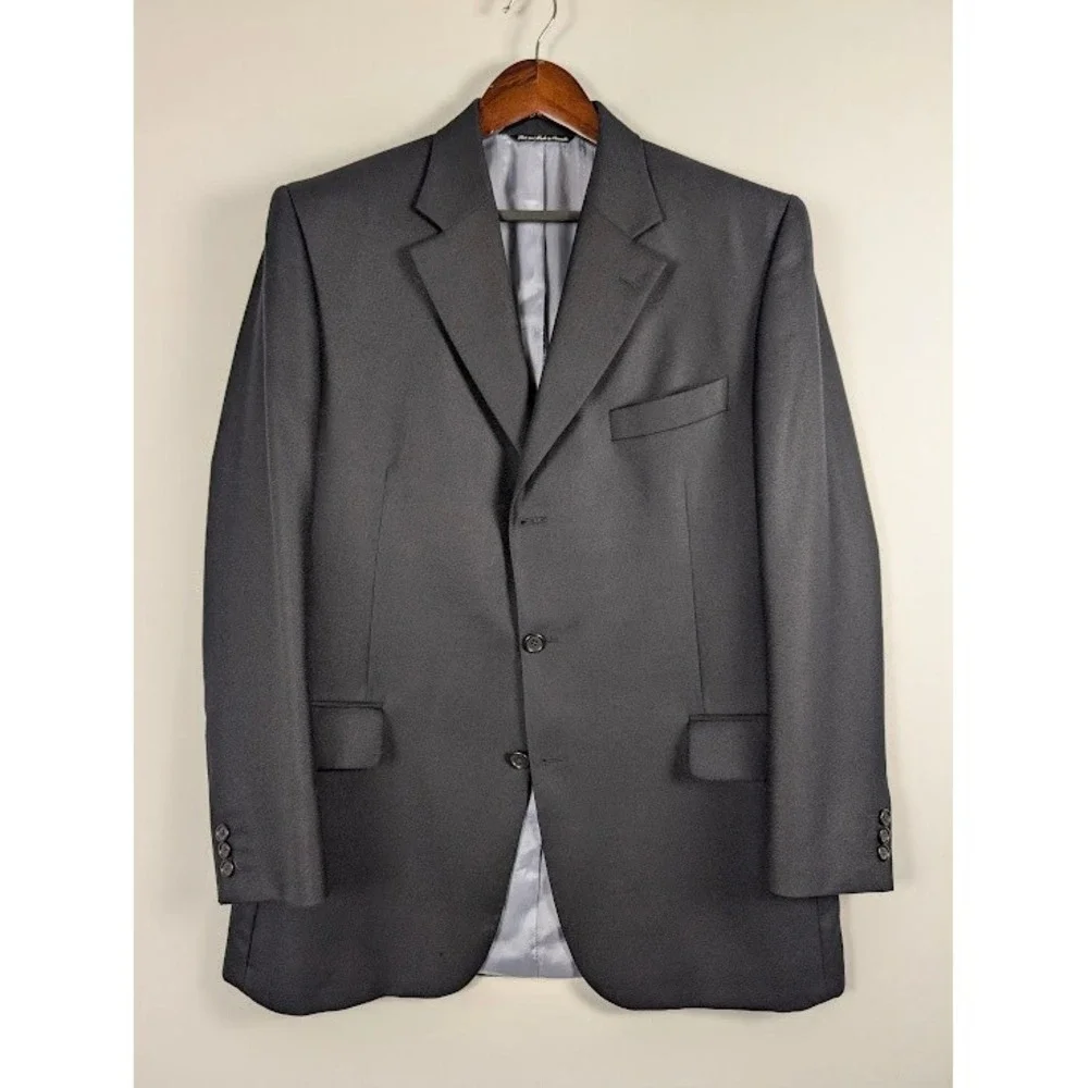 Jack Victor / Eli Thomas Cashmere Blazer Mens 42R Black 3-Button Wool Sport Coat